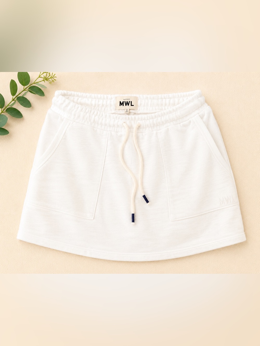 Madewell MWL White Terry Cloth Sweat Skirt Drawstring Size M NWT